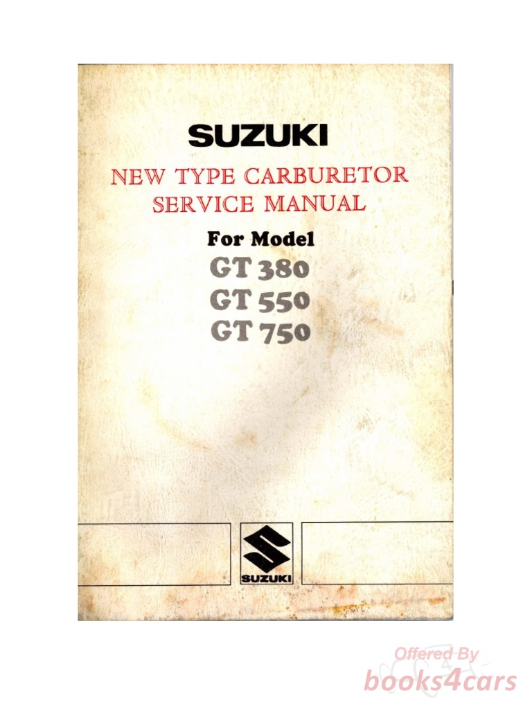 view cover of 1974 Suzuki GT380 550 750 Carburetor Shop Service Repair Manual