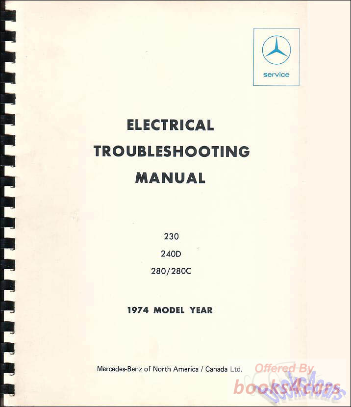 view cover of 1974 Mercedes 280 280C Wiring Diagram by Mercedes for California