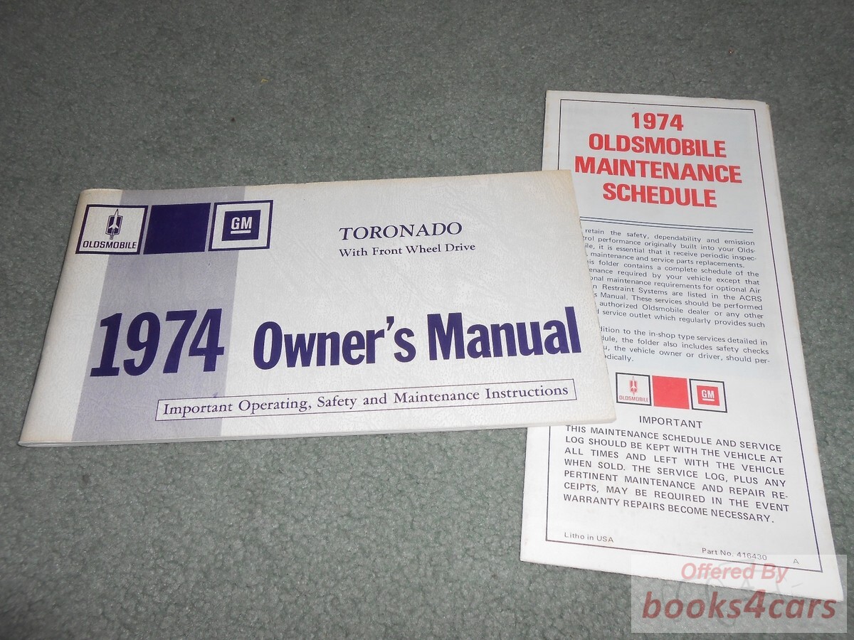 view cover of 1974 Oldsmobile Toronado Owners Manual by Oldsmobile