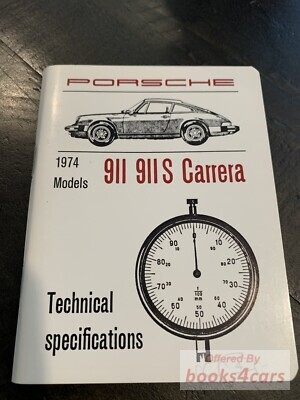 view cover of 1974 911 911S Carrera technical Specifications manual by Porsche