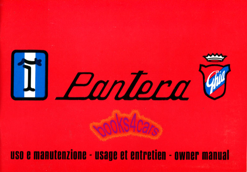 view cover of Owners manual for L or rubber bumpered Pantera 73 pages by DeTomaso & Ford