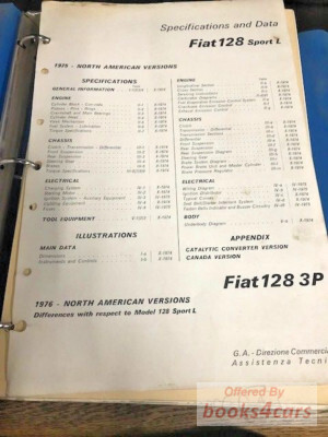 view cover of 1975 Fiat128 Sport L Specifications & Data for North American Versions