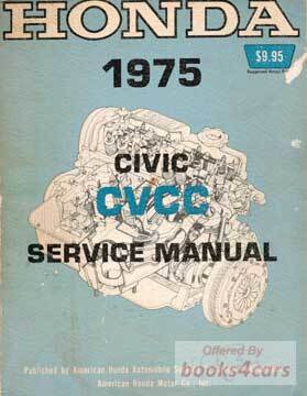 view cover of 1975 CVCC service manual by honda for civic