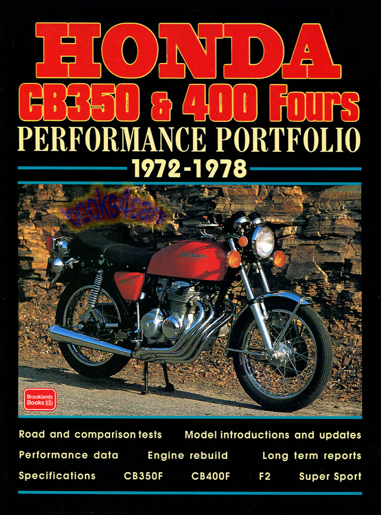 view cover of 1972-1978 Honda CB350 & 400 fours compilation of articles in 140 page book form including CB350 CB400 F2, Super Sport by Brooklands Portfolio