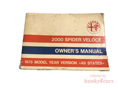 view cover of 1975 Spider Veloce 2000 owners manual by Alfa Romeo