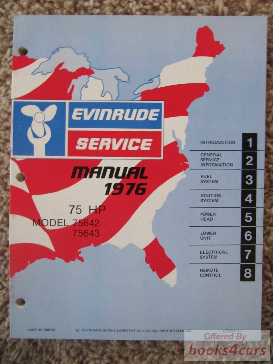 view cover of 1976 75HP models: 75642, 75643 Service Manual by Evinrude