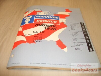 view cover of 1976 9.9 HP Service Manual by Evinrude (models: 10624, 10625, 10654, 10655)
