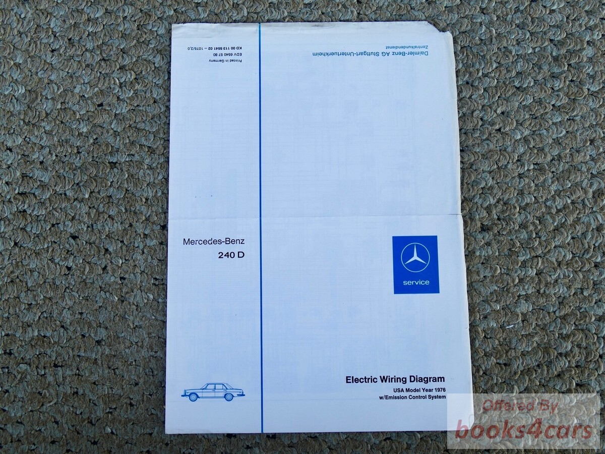 view cover of 1976 Mercedes 240D Electrical Wiring Diagram by Mercedes for 240 D