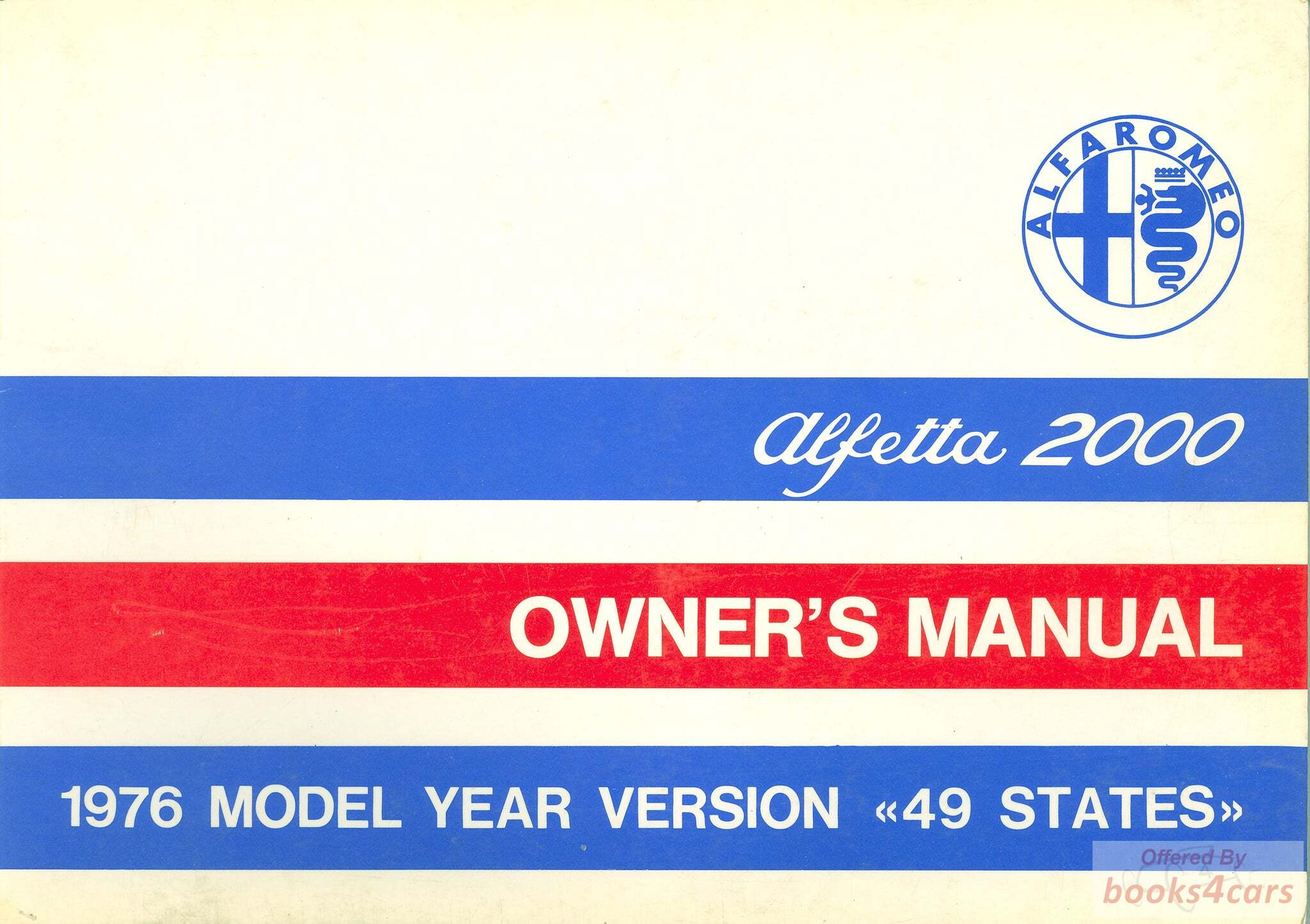 view cover of 1976 Alfetta Sedan Owners Manual by Alfa Romeo