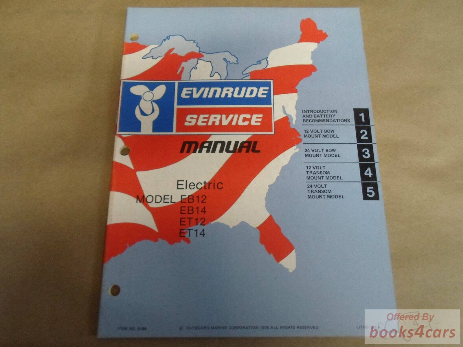 view cover of 1976 Electric Service Manual by Evinrude (models: EB12, EB14, ET12, ET14)