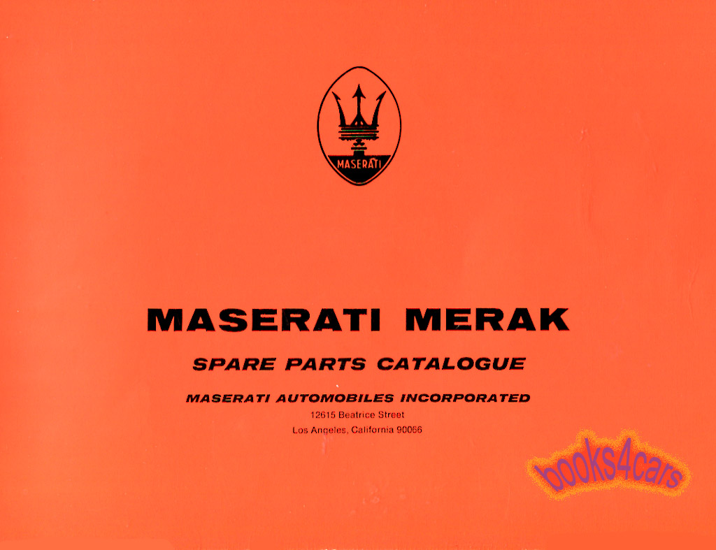 view cover of 1973-1980 Merak parts manual for Maserati
