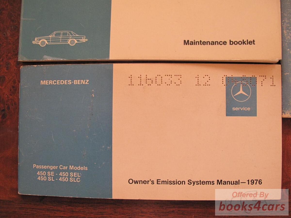 view cover of 1976 Owners Emission Systems manual 450SE SEL 450SL SLC by Mercedes