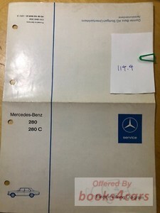 view cover of 1976 Mercedes 280 280C Wiring Diagram by Mercedes