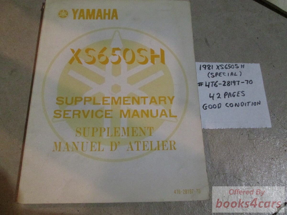 view cover of 1976 Yamaha XS650 B Shop Service Repair Manual Supplement - 42 pages