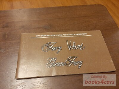 view cover of 1977 Fury Volare & Gran Fury Owners manual by Plymouth