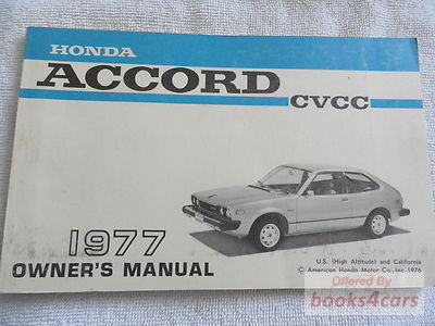 view cover of 1977 Owner's manual for Accord CVCC