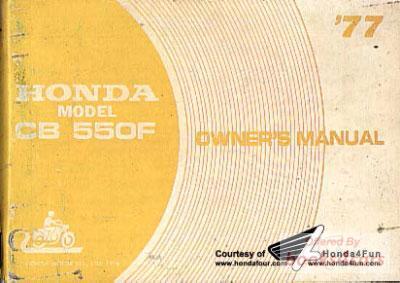 view cover of 1974-1977 Honda CB550F Owners Instruction Manual Handbook - 110 pages