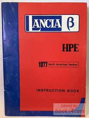 view cover of 1977 HPE Owners Manual by Lancia