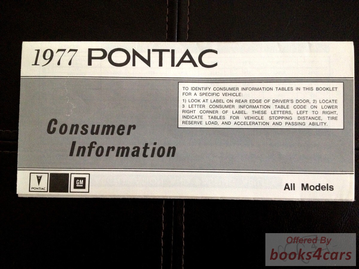 view cover of 1977 Consumer Information by Pontiac. (all models)
