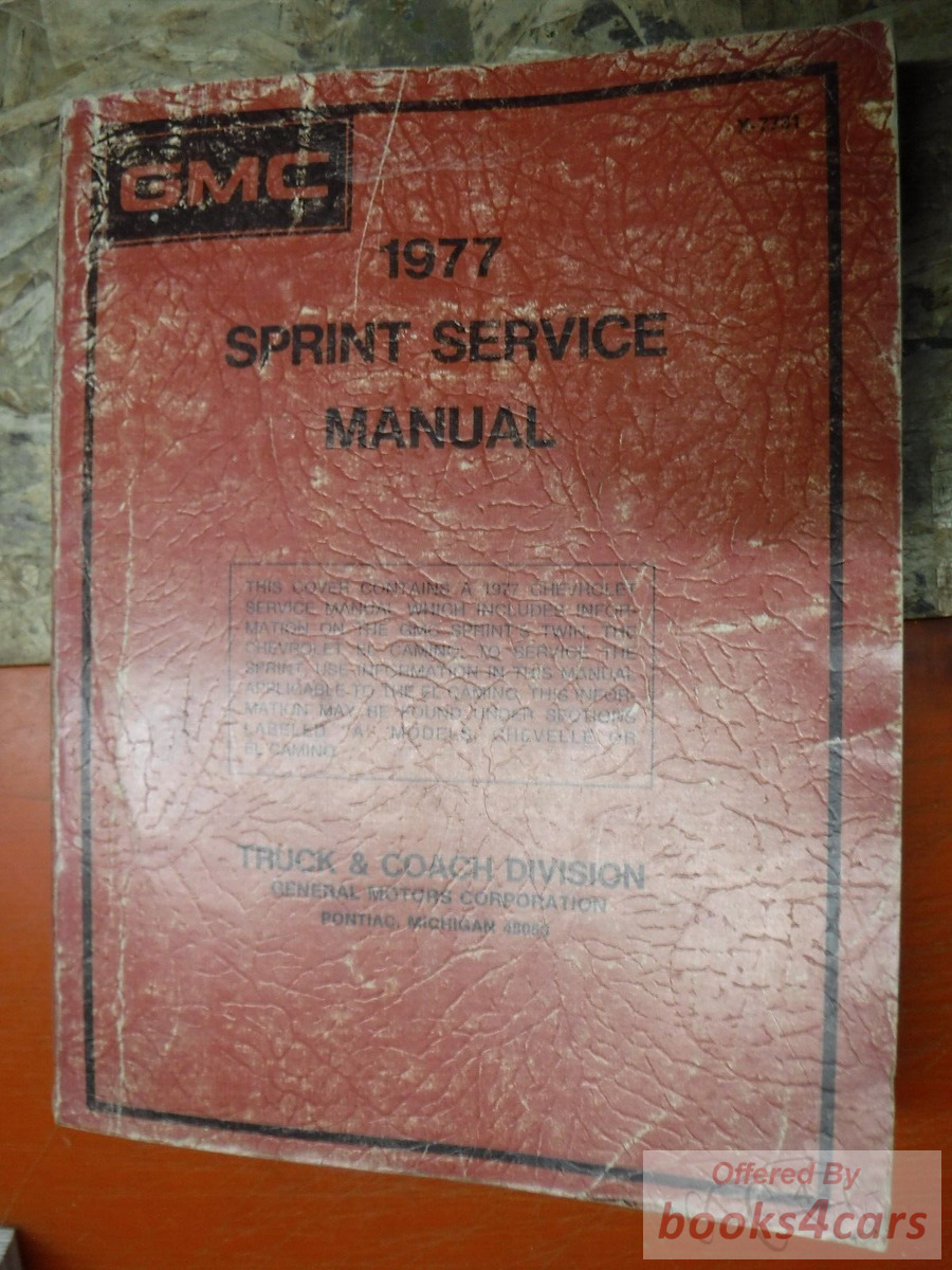 view cover of 1977 Sprint Service Manual by GMC
