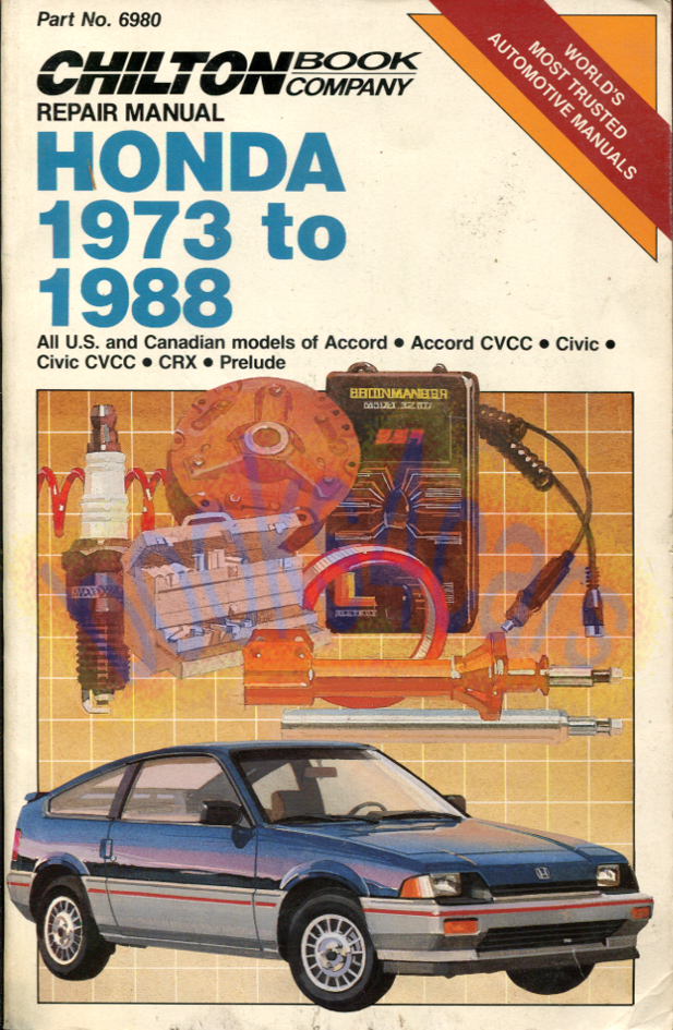 view cover of 1973-1988 Manual for Honda by Chiltons. Includes Accord Civic Civic Wagon CRX & Prelude