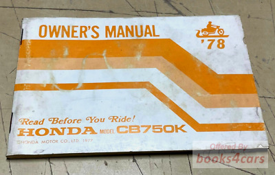 view cover of 1978 CB750K owners manual by Honda bike