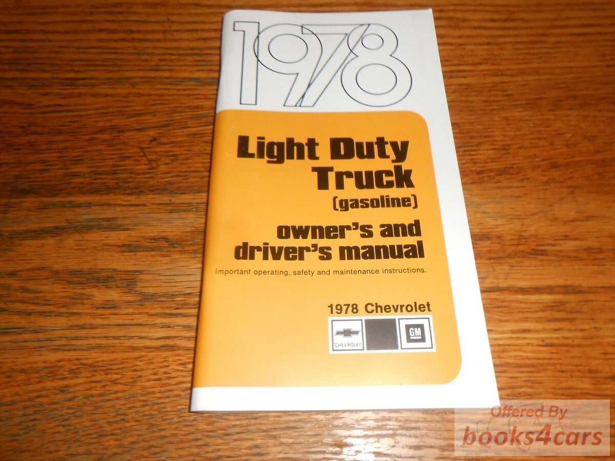 view cover of 1978 Light Duty Truck Blazer Pick Up Suburban Owners Manual Chevrolet