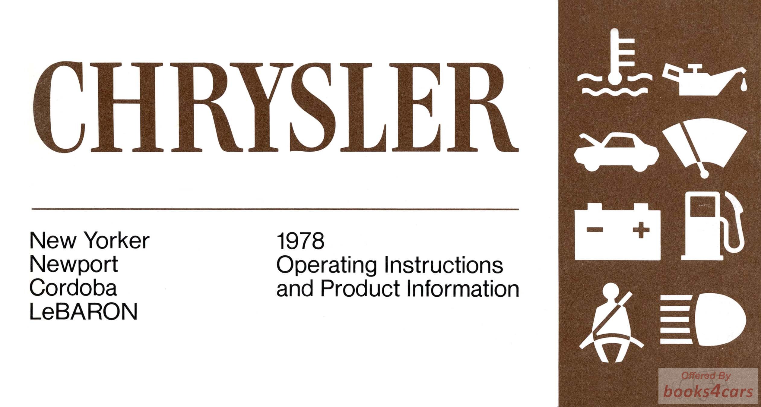 view cover of 1978 Chrysler Owners Manual by Chrysler, 84 pages.