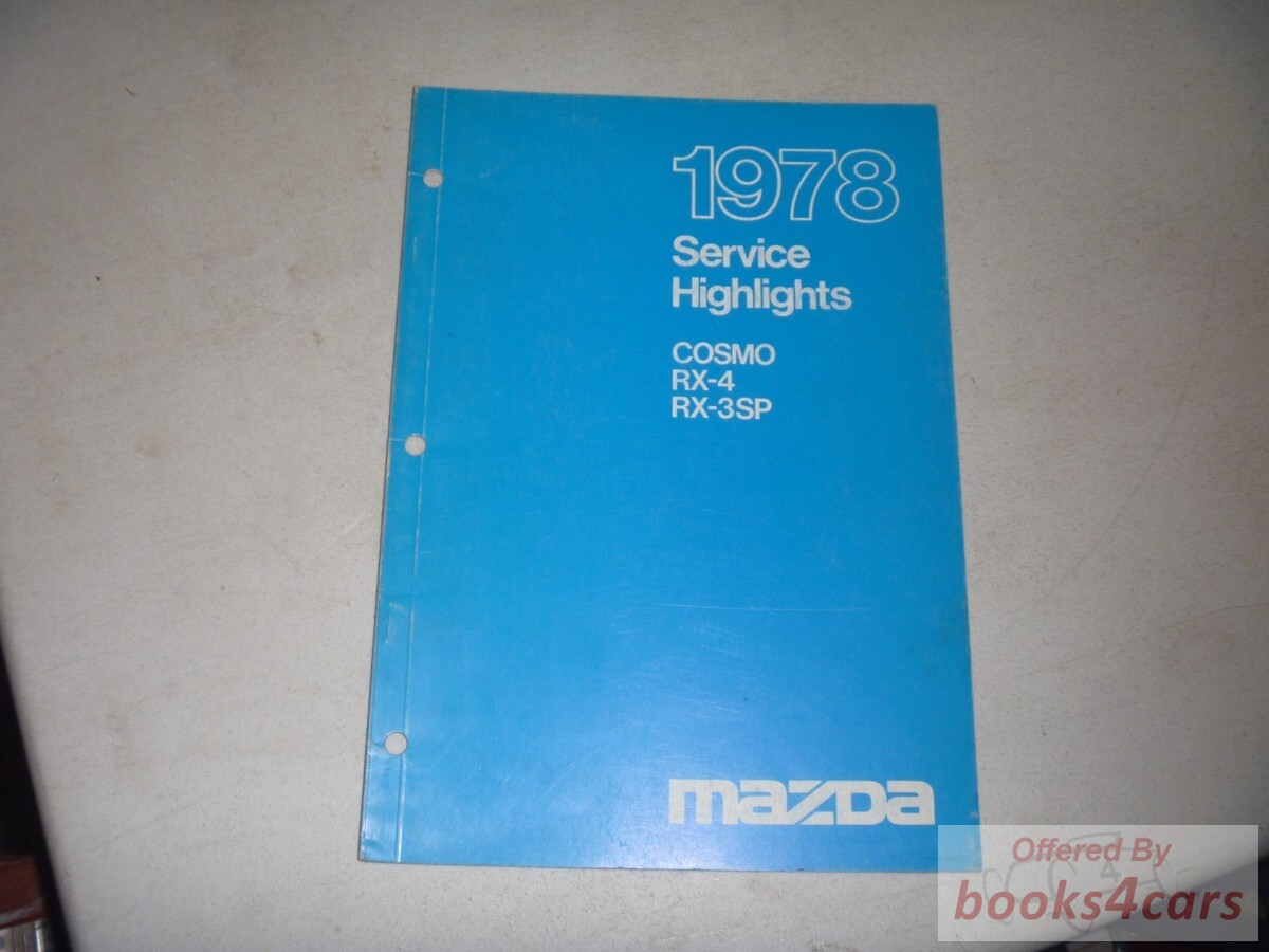 view cover of 1978 Cosmo, RX-4, and RX-3SP Service Highlights by Mazda