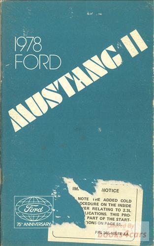 view cover of 1978 Mustang II Owners Manual by Ford