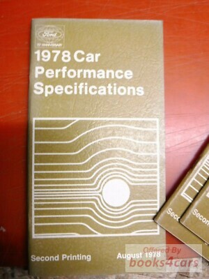 view cover of 1978 Car Performance Specifications Manual by Ford Mercury & Lincoln