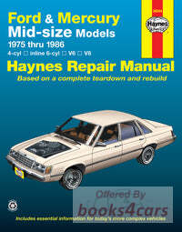 view cover of 1975-1986 Ford Lincoln Mercury Mid-Size Torino Ranchero Montego Elite LTDII, 75-82 Thunderbird & Cougar, 83-86 Marquis, 77-80 Versailles Shop Service Repair manual by Haynes