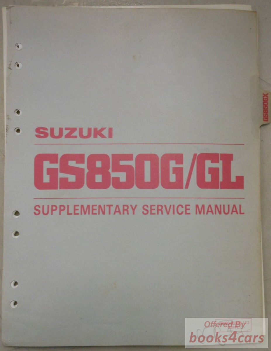 view cover of 1979 Suzuki GS850G GL Shop Service Repair Manual Supplement - 78 pages
