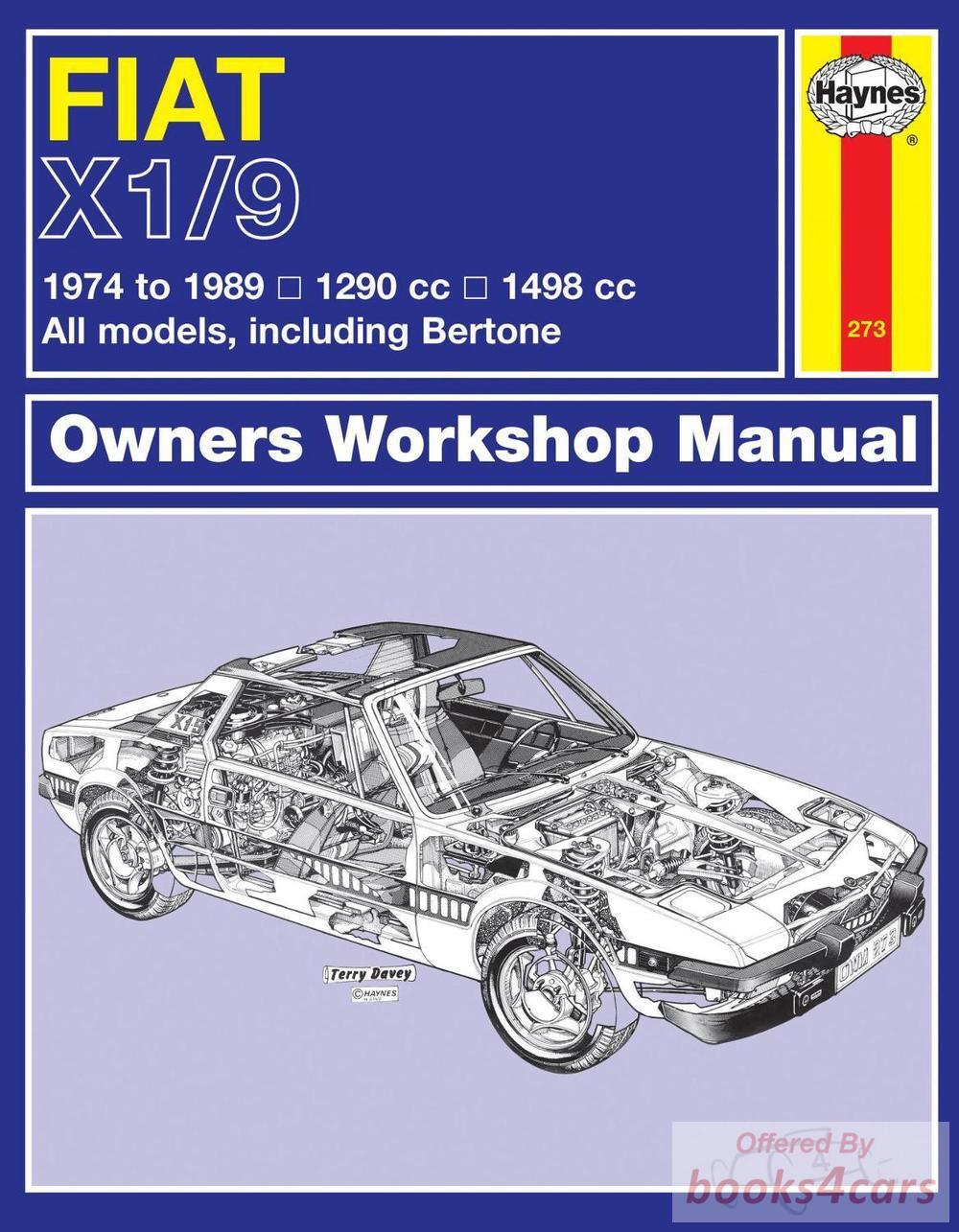 view cover of 1974-1989 Fiat workshop shop service repair manual X1/9 X19 Bertone 1290cc 1498cc by Haynes