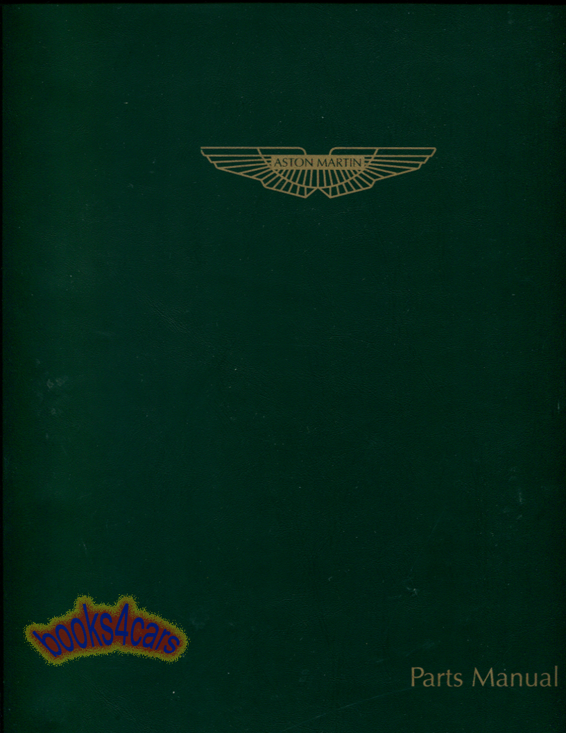 view cover of Parts Manual by Aston Martin for 72-89 V8 models including Coupe Vantage & Volante