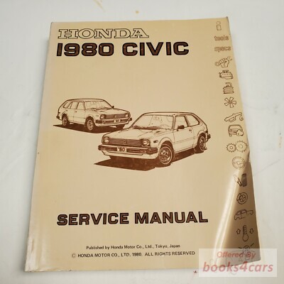 view cover of 1980 service manual by honda for civic