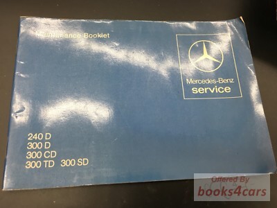 view cover of 1980 Mercedes Maintenance Booklet for the 240D 300D 300CD 300TD and 300SD