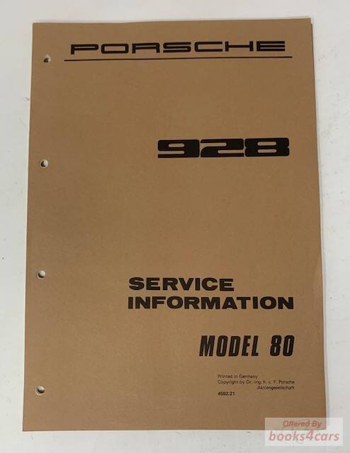view cover of 1980 928 Service Information Manual by Porsche