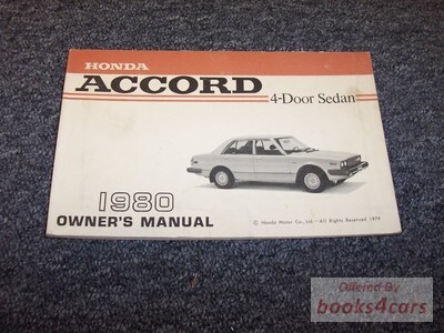 view cover of 1980 Accord 4 door Owners manual by Honda.