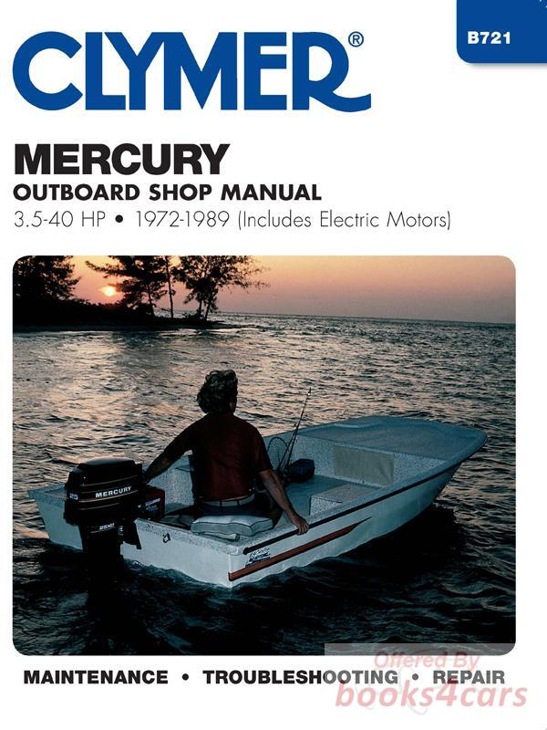 view cover of 1972-1989 3.5 40 hp Outboards (includes Electric Motors) Marine Shop Service Repair Manual, 368 pages by Clymer for Mercury