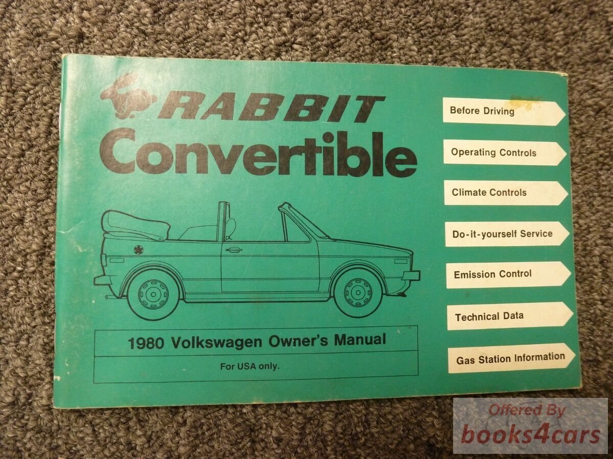 view cover of 1980 Rabbit CONVERTIBLE Volkswagen Owners manual by VW.