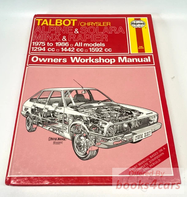 view cover of 1975-86 Talbot / Chrysler Alpine Solara Minx Rapier Shop Service Repair Manual by Haynes