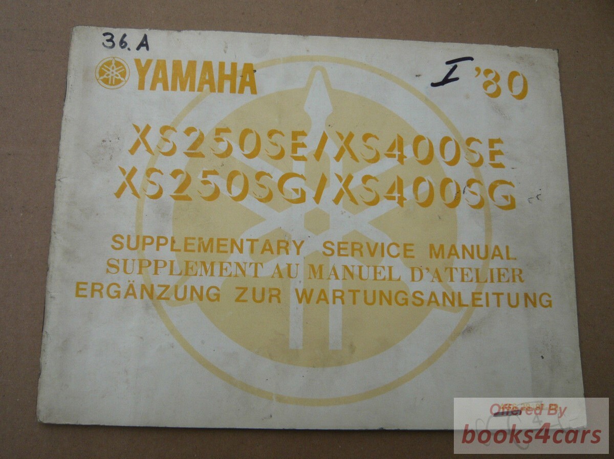 view cover of 1980 Yamaha XS250SE SG XS400SE SG Shop Service Repair Manual Supplement - 60 pages