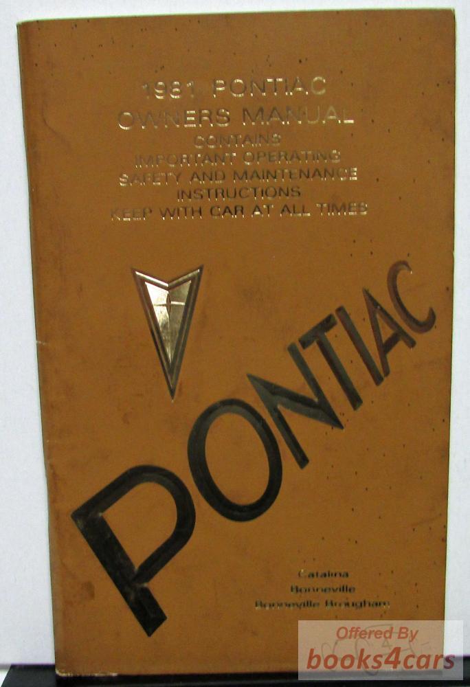 view cover of 1981 Catalina Bonneville Brougham Owners Manual by Pontiac