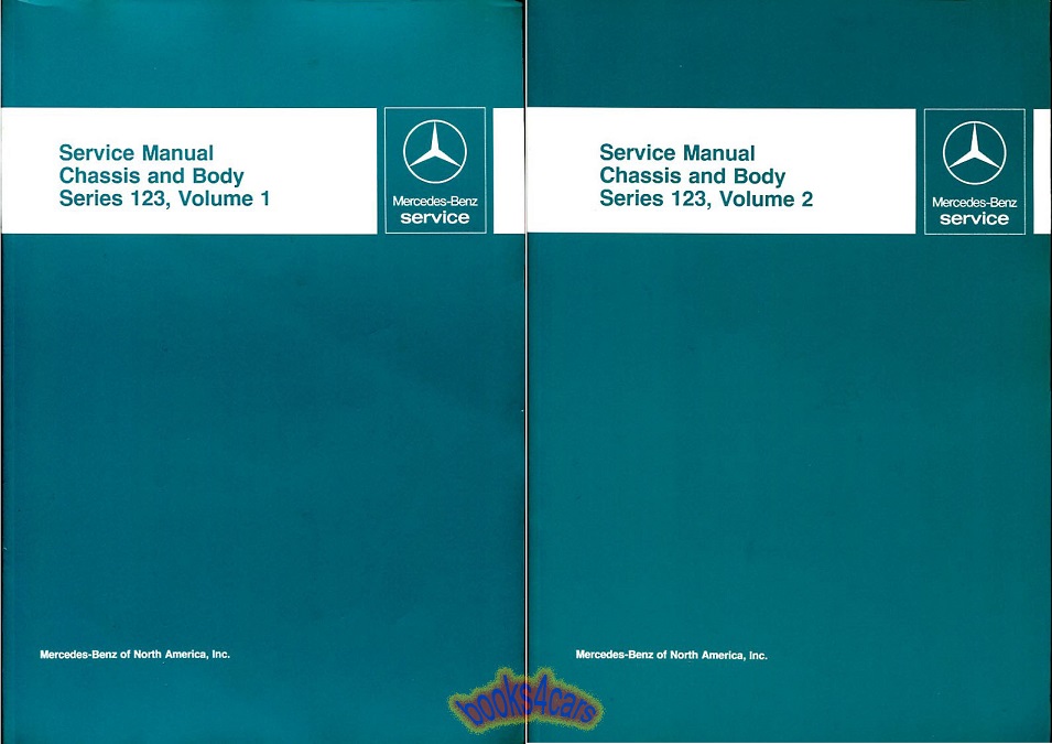 view cover of 1977-1985 123 series chassis & body shop service repair manual, 2-volume set by Mercedes: over 750 pages for 300D 300TD 300CE 300CD 280TE 280E 240D and more.... 300 280 230 240 models.
