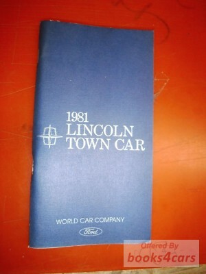 view cover of 1981 Town Car Owners Manual by Lincoln