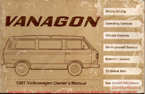 view cover of 1981 Volkswagen VW Vanagon Owners Manual by VW