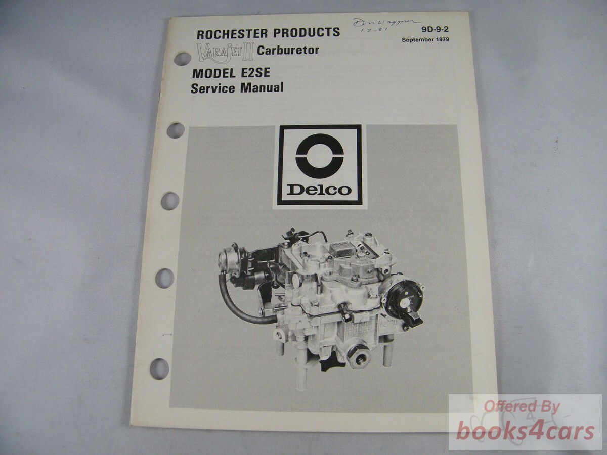 view cover of Varajet II Service Manual by General Motors for model Carburetor Model #E2SE