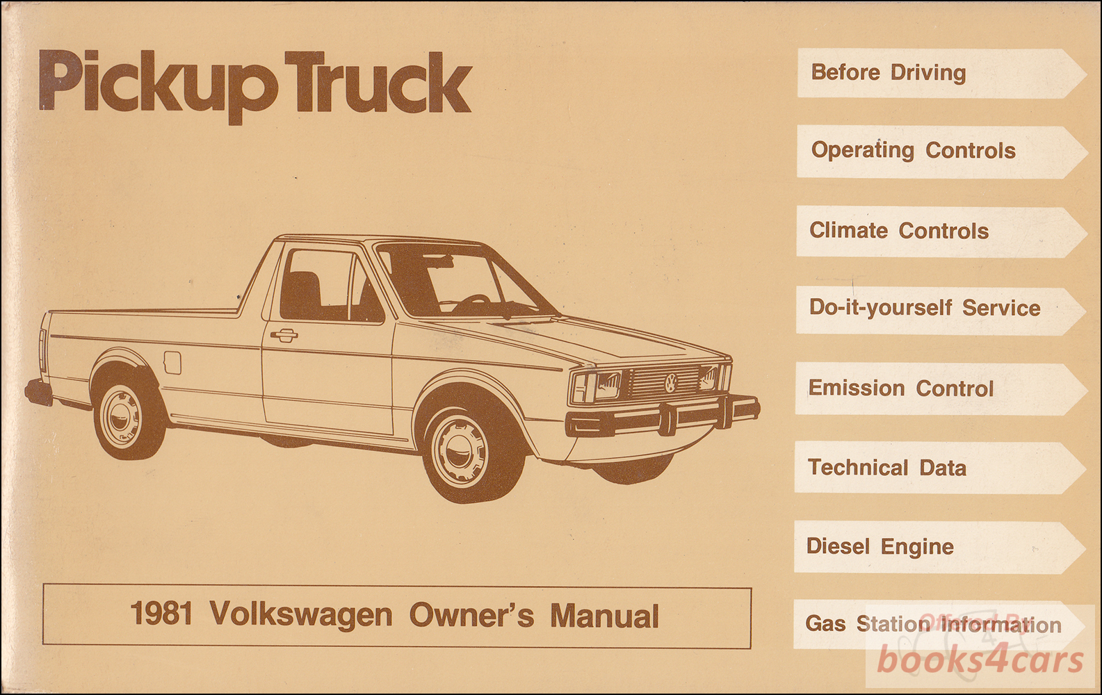 view cover of 1981 Rabbit pickup owners manual by Volkswagen