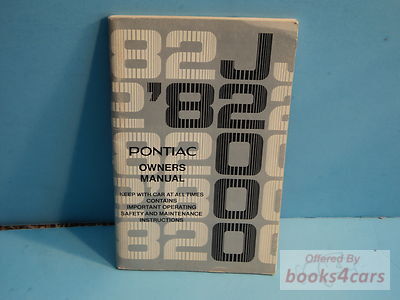 view cover of 1982 J2000 Owners manual by Pontiac